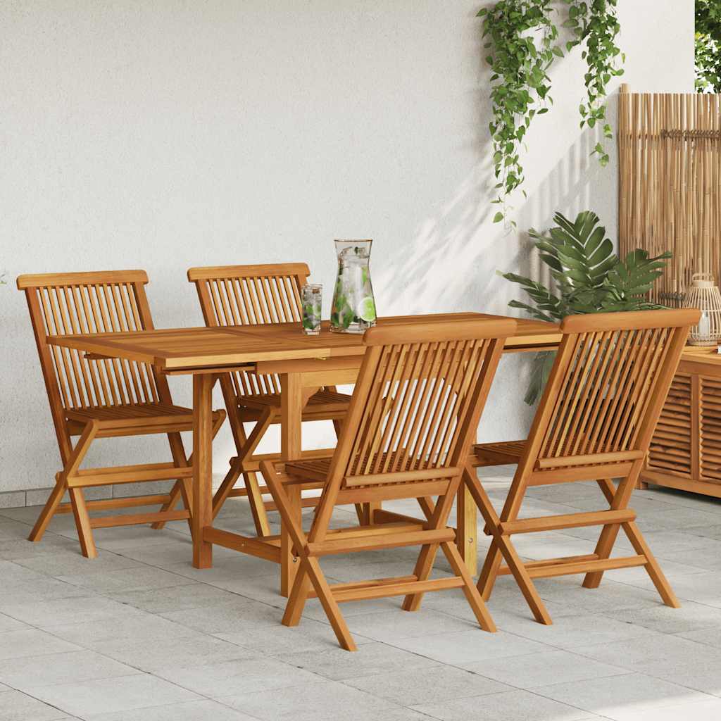 5 Piece Garden Dining Set Solid Teak Wood
