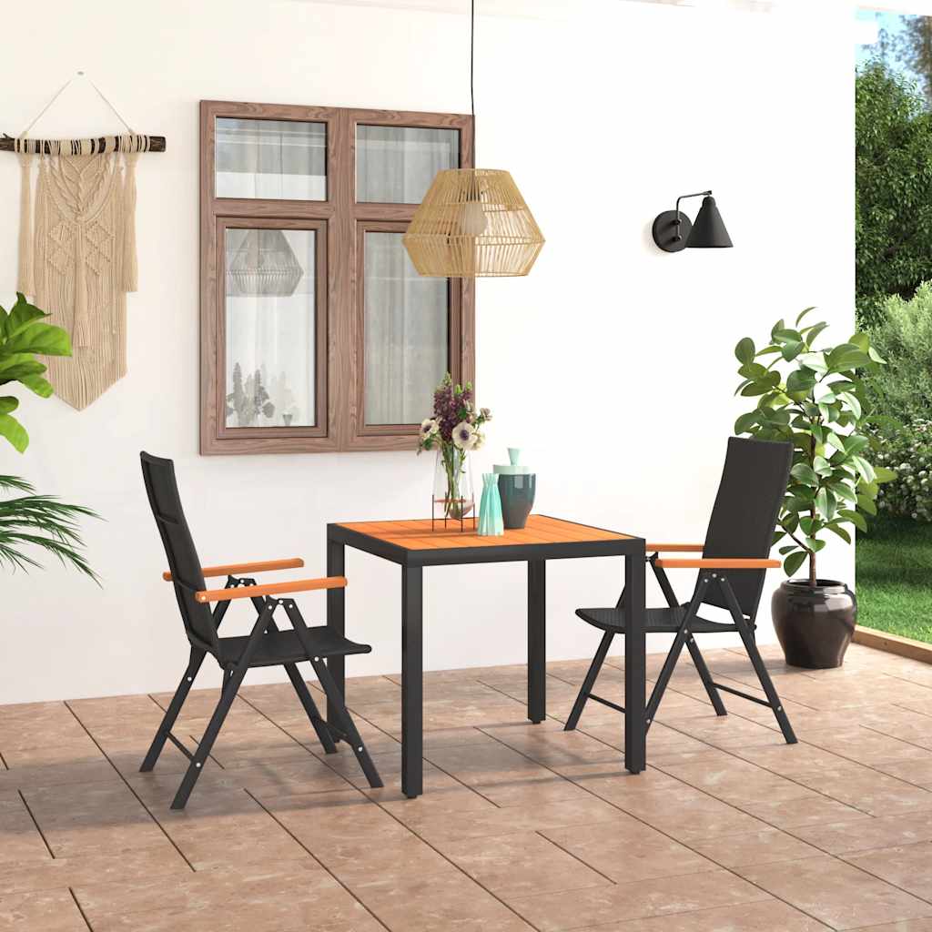 Dining Set | Black and Brown | PE Rattan, WPC, Aluminium | Medium