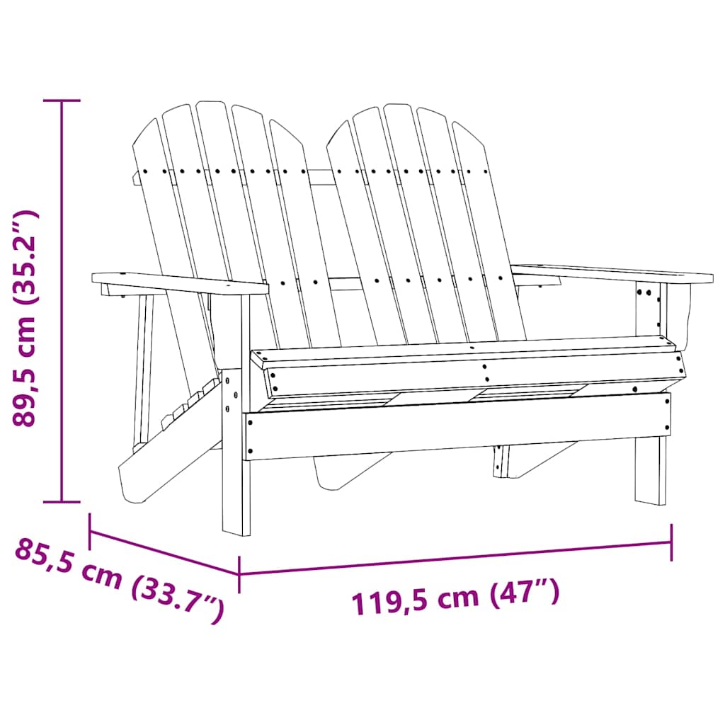 2-Seater Garden Adirondack Chair Solid Fir Wood