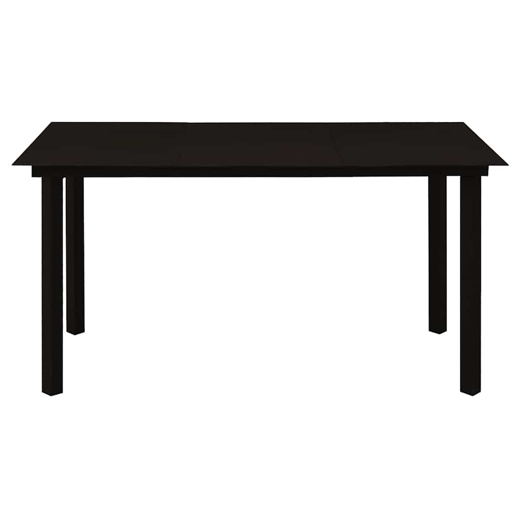 7 Piece Garden Dining Set Black PVC Rattan