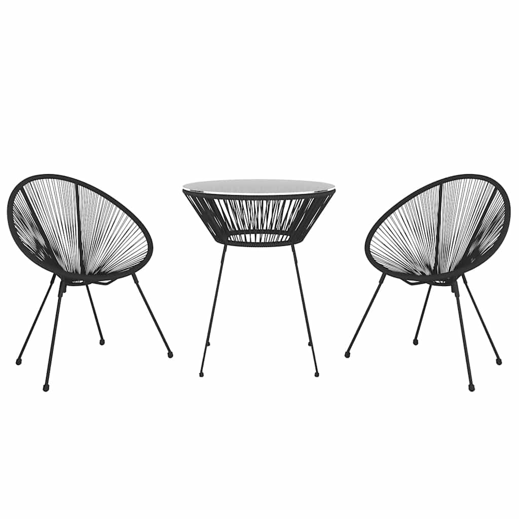 3 Piece Outdoor Dining Set PVC Rattan Black