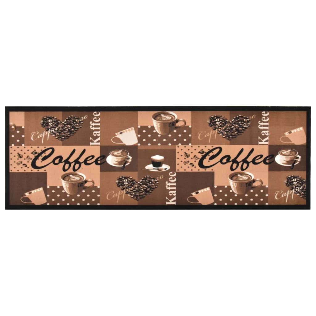315970 vidaXL Kitchen Carpet Washable Coffee brown 45x150 cm