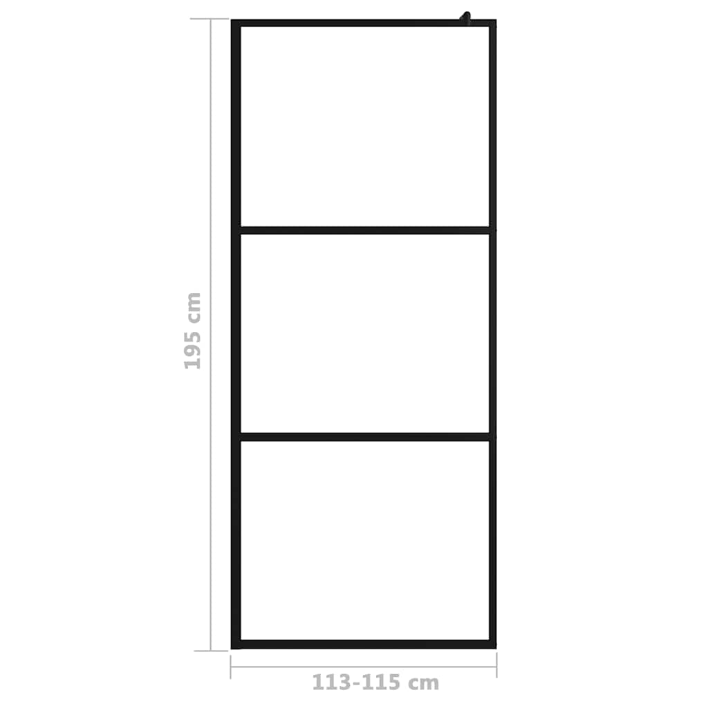 Shower walls Black 115 x 195 cm Glass and Aluminium