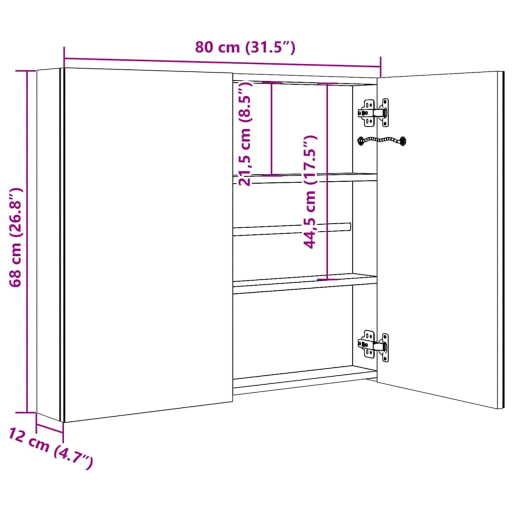 Bathroom Mirror Cabinet Anthracite 80 x 12 x 68 cm