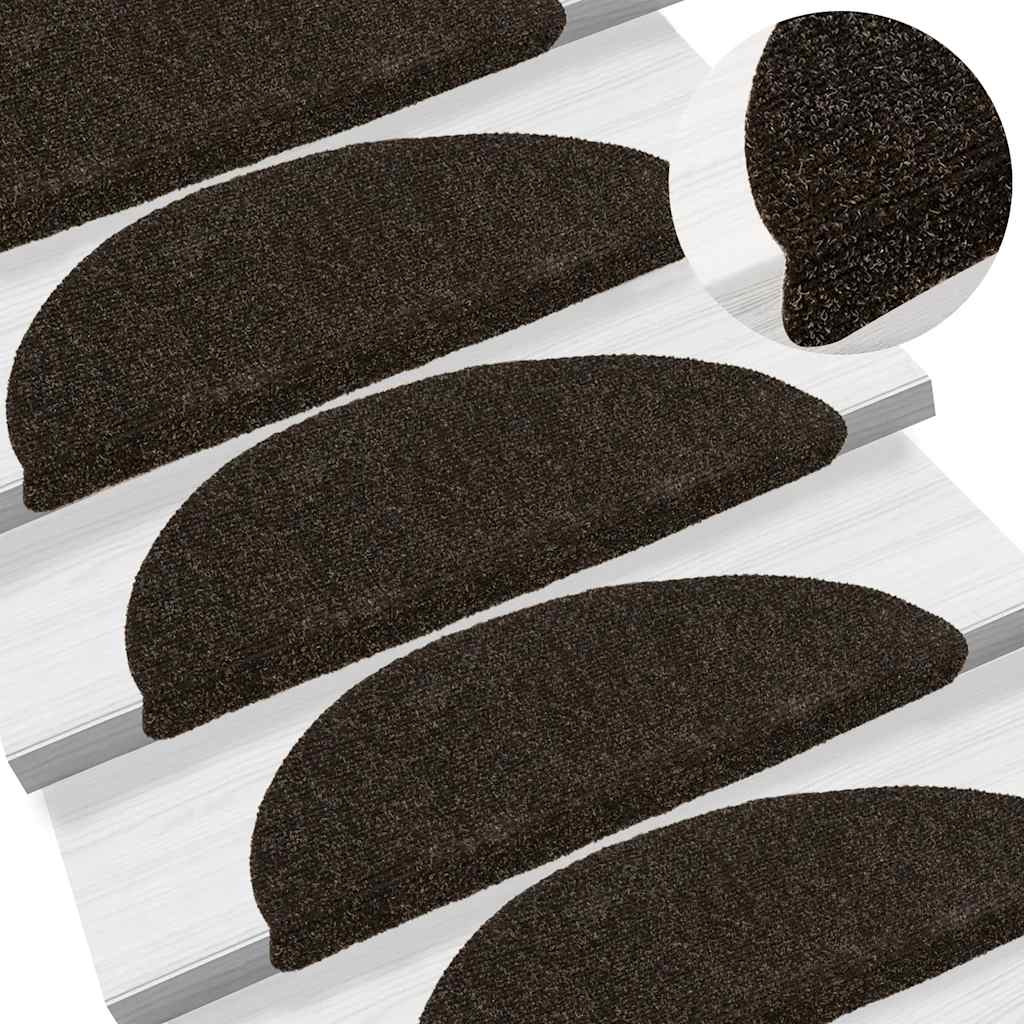 Stair Mat | Set of 5 | Dark brown | Needle-punched fabric (100% PP)