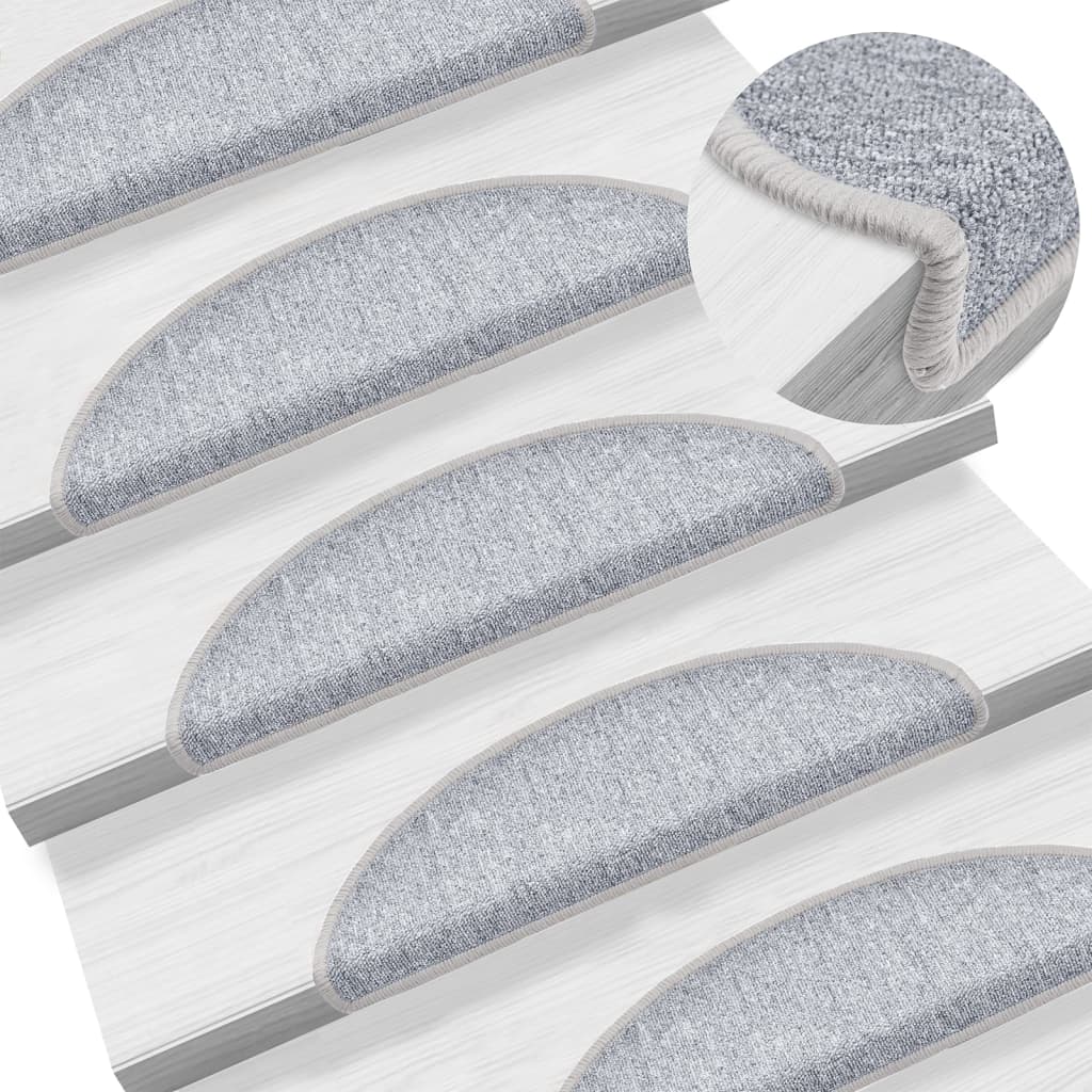 Stair mats 10 pcs 56 x 17 x 3 cm Non-Slip Light Grey