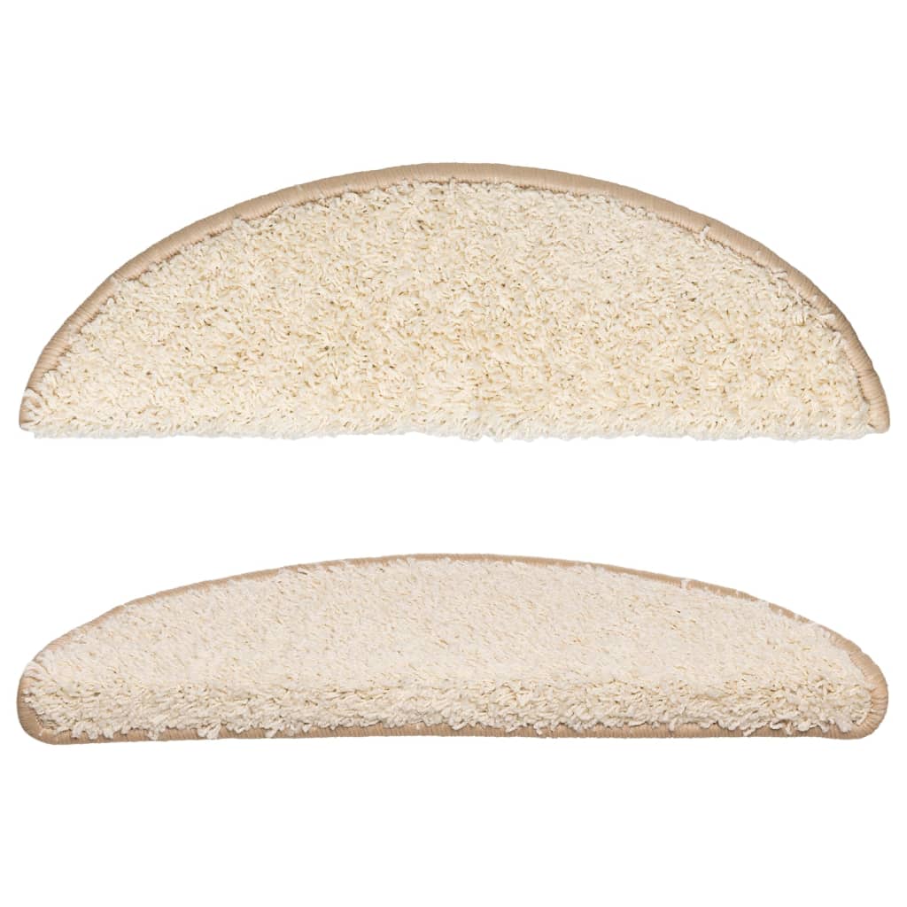 Stair Mats 10 pcs 56x17x3 cm Cream Half Round