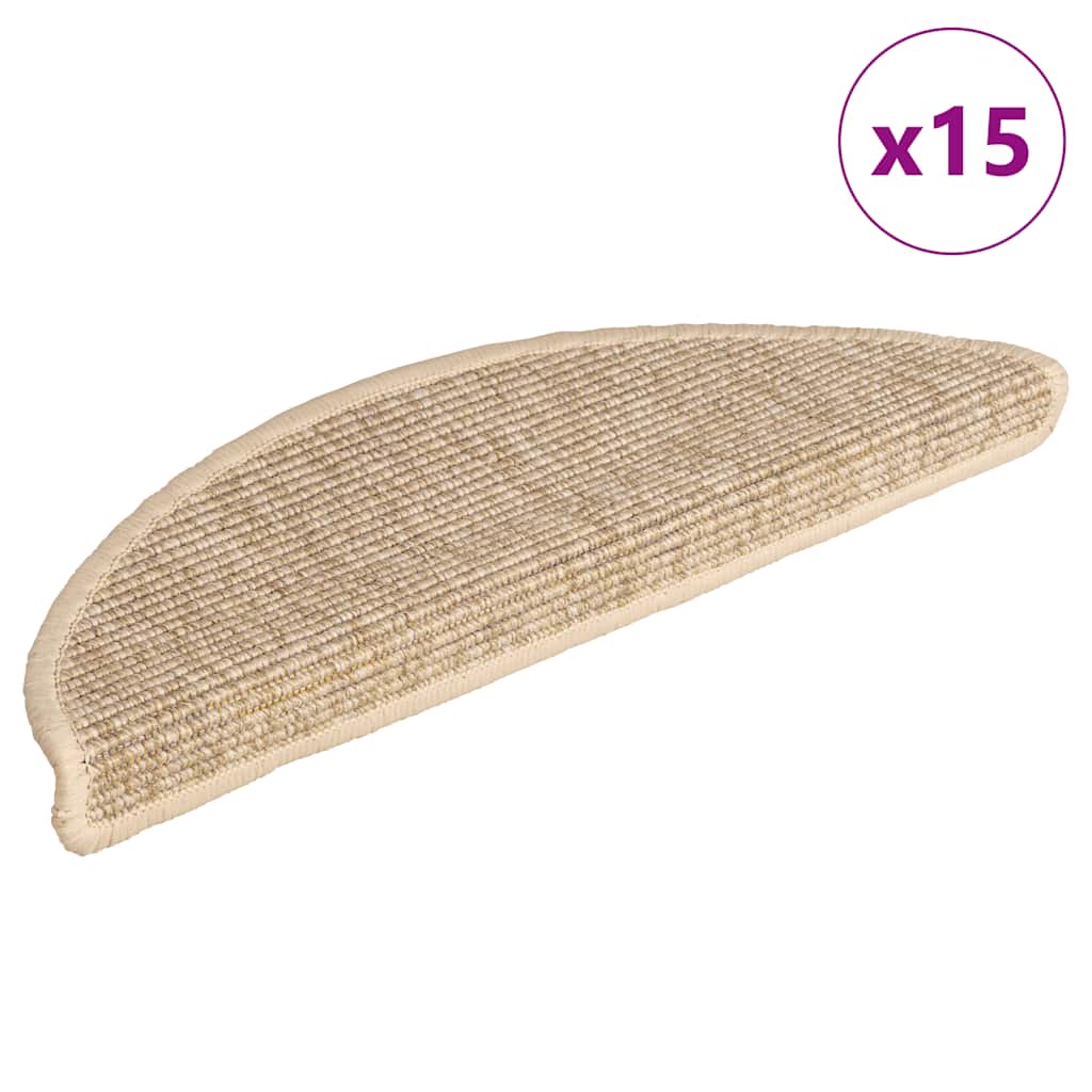 Stair Mats 15 pcs 56x17x3 cm Light Beige Half Round