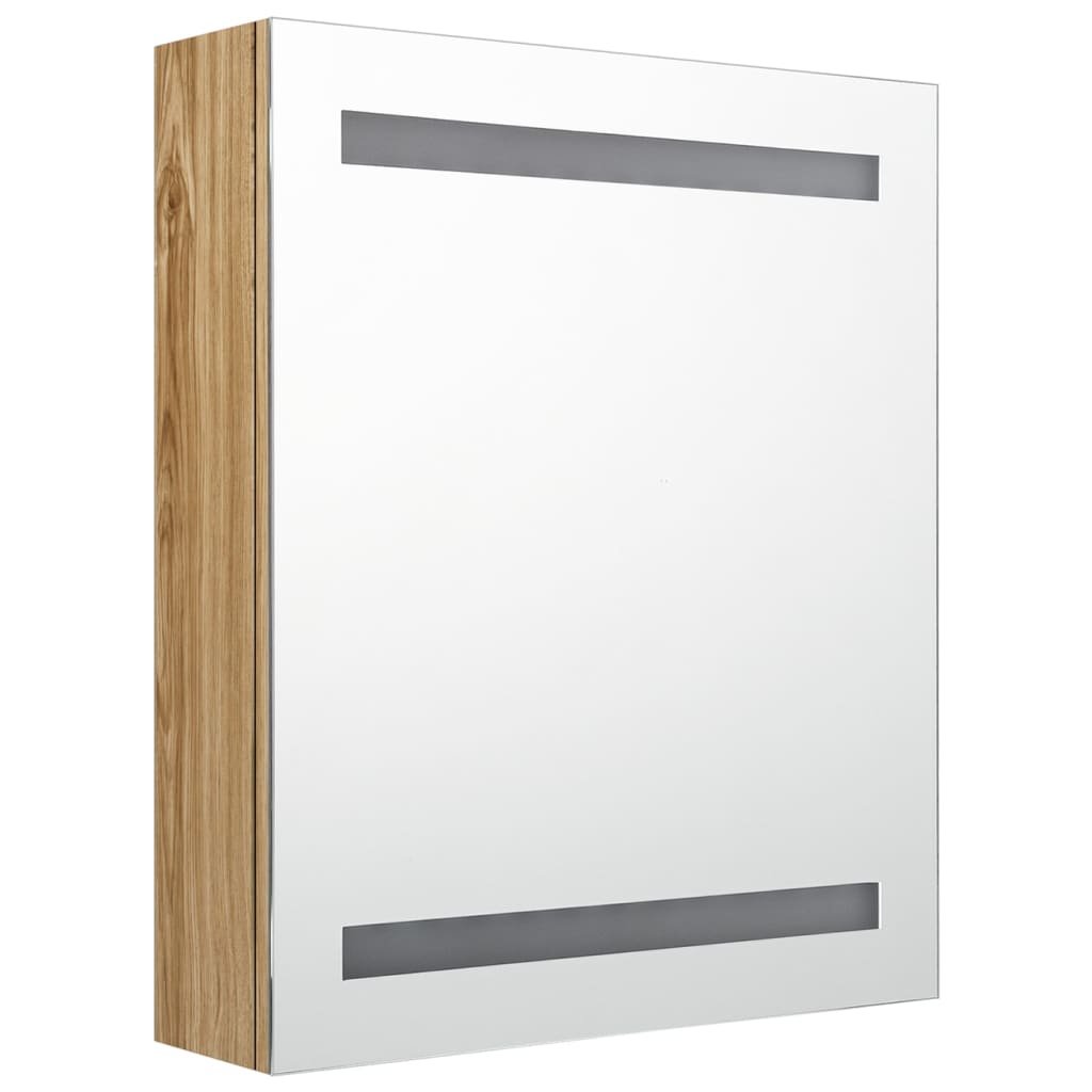 LED Bathroom Mirror Cabinet Oak 50x14x60 cm