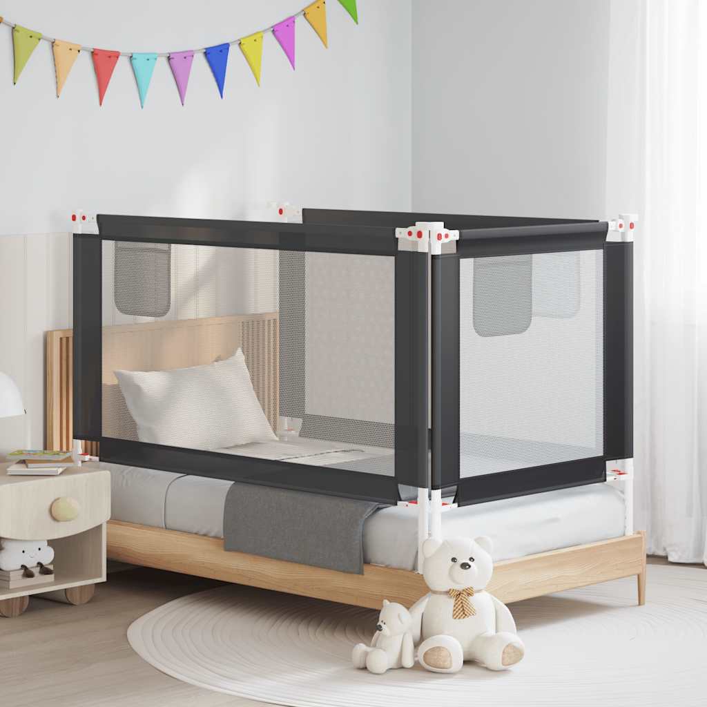 Toddler Safety Bed Rail Dark Grey 150x25 cm Fabric