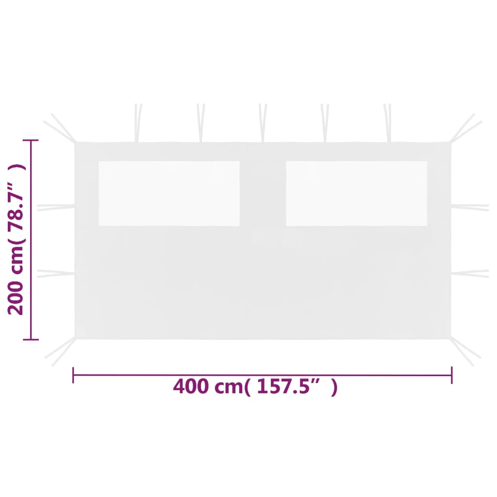 Gazebo Sidewall with Windows 4x2 m White