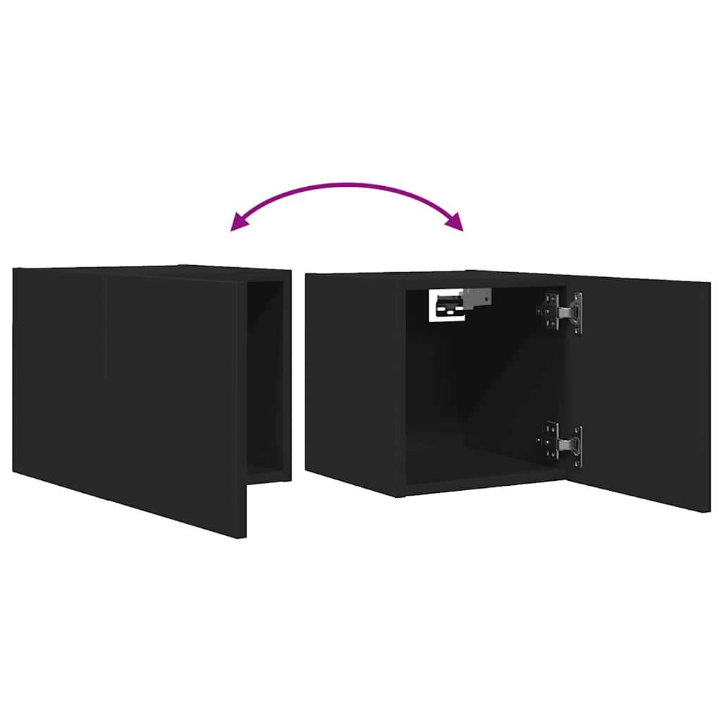 TV Cabinet | Set of 2 | Black | Engineered wood | Small | TV Cabinet