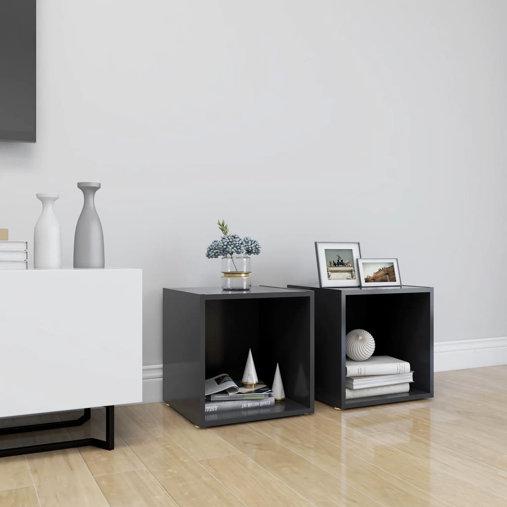 805505 vidaXL 2 Piece TV Cabinet Set Grey 37x35x37 cm Engineered Wood