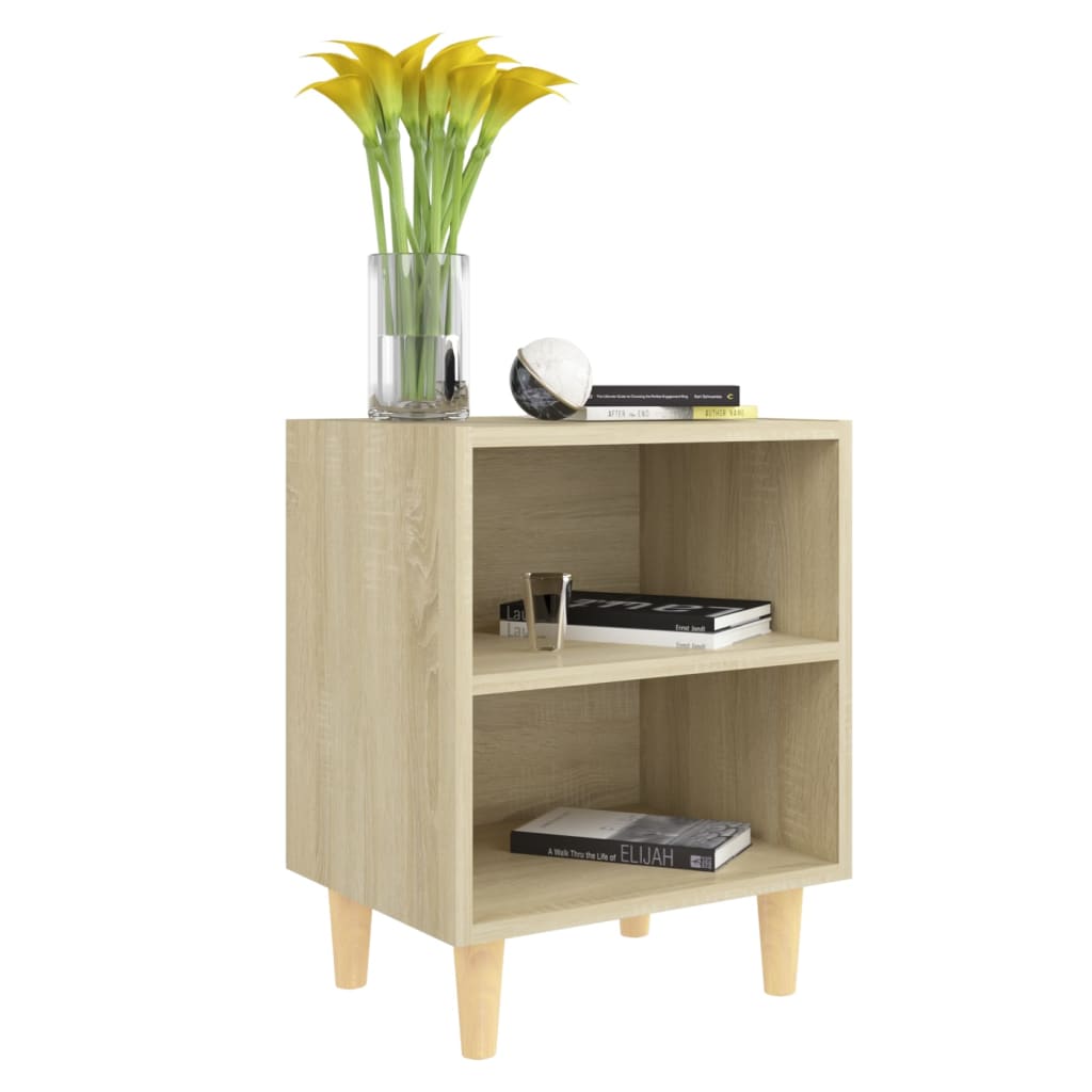 805786 vidaXL Bed Cabinets with Solid Wood Legs 2 pcs Sonoma Oak 40x30x50 cm