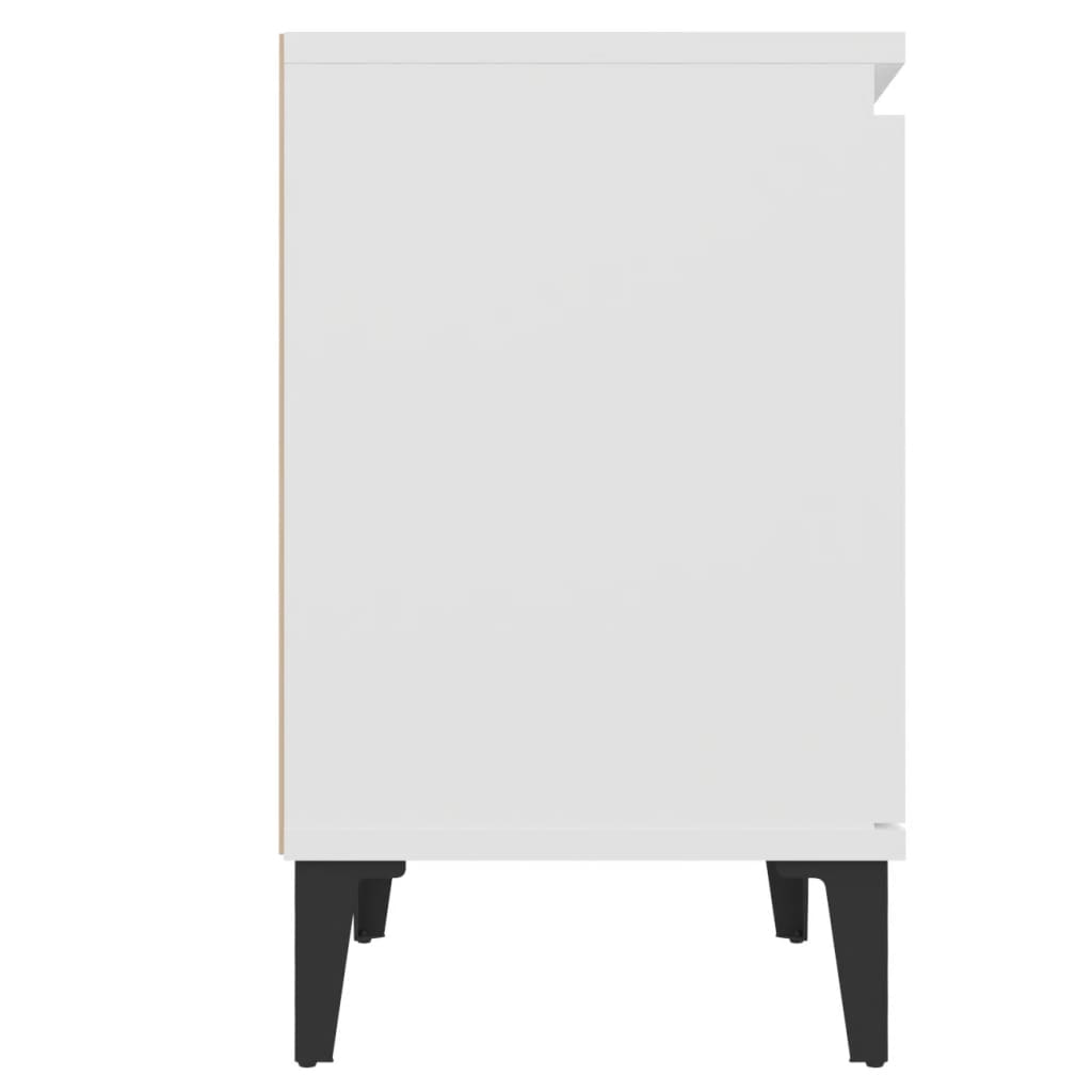 805833 vidaXL Bed Cabinet with Metal Legs White 40x30x50 cm