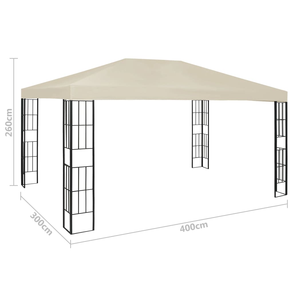 Gazebo | Cream and Black | Polyester and Steel | 3x4 m | Garden Gazebo