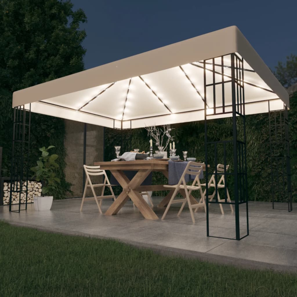 Gazebo | Cream and Black | Polyester and Steel | 3x4 m | Garden Gazebo