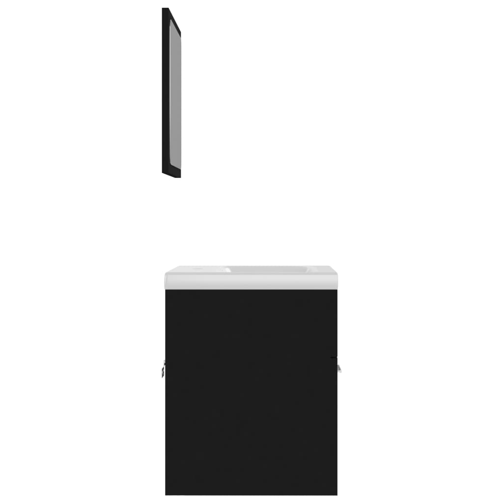 Bathroom Furniture Set | Black, White | Engineered Wood, Ceramic | Medium