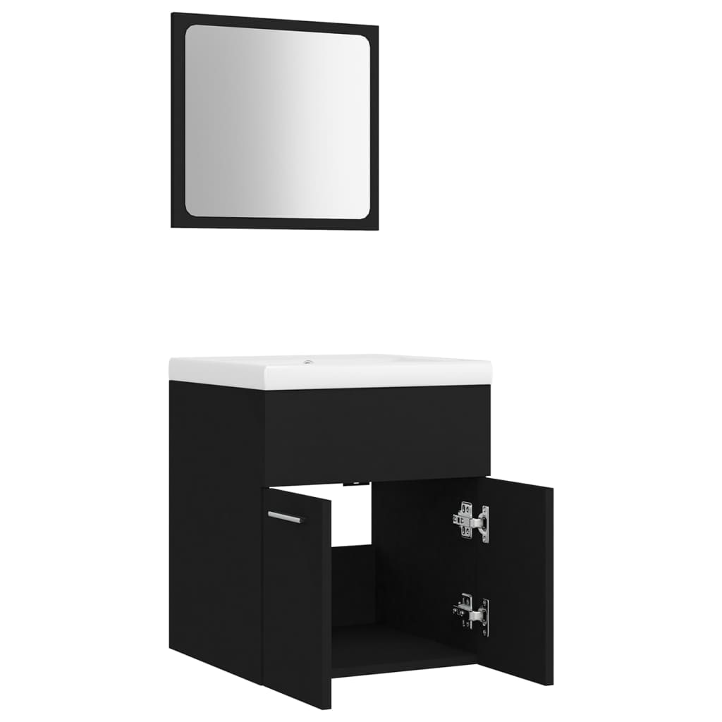 Bathroom Furniture Set | Black, White | Engineered Wood, Ceramic | Medium