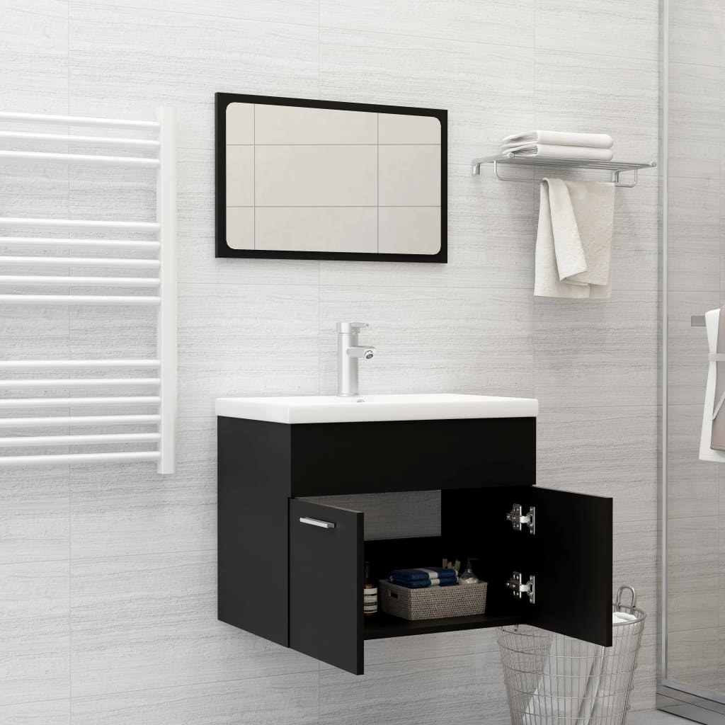 Bathroom Furniture Set | Black | Engineered wood, Ceramic | Standard