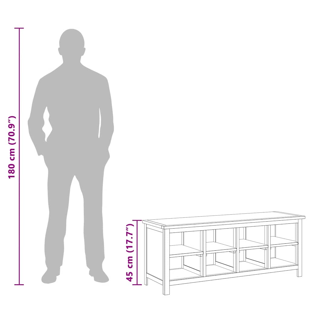 Shoe Rack 114x37x45 cm Solid Oak Wood