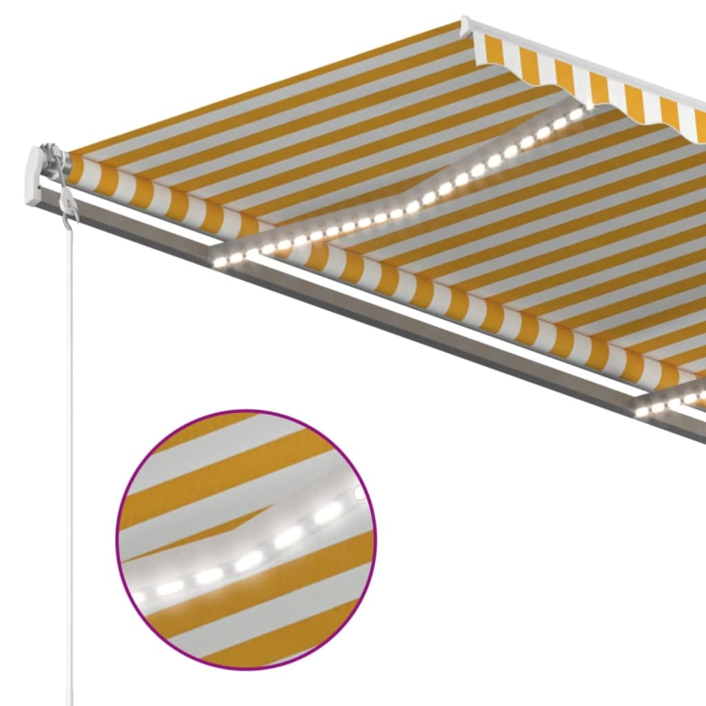 Retractable Awning Yellow and White 450 x 350 cm
