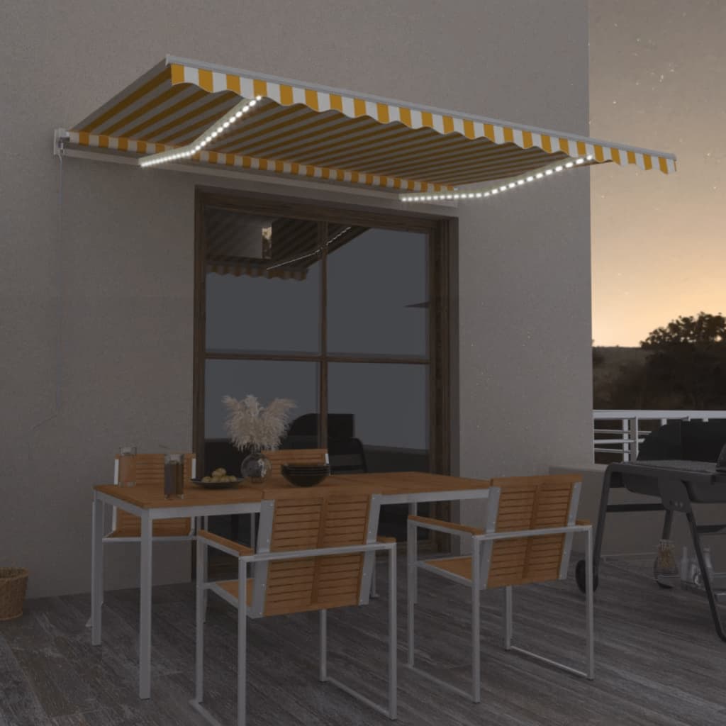 Retractable Awning Yellow and White 450 x 350 cm