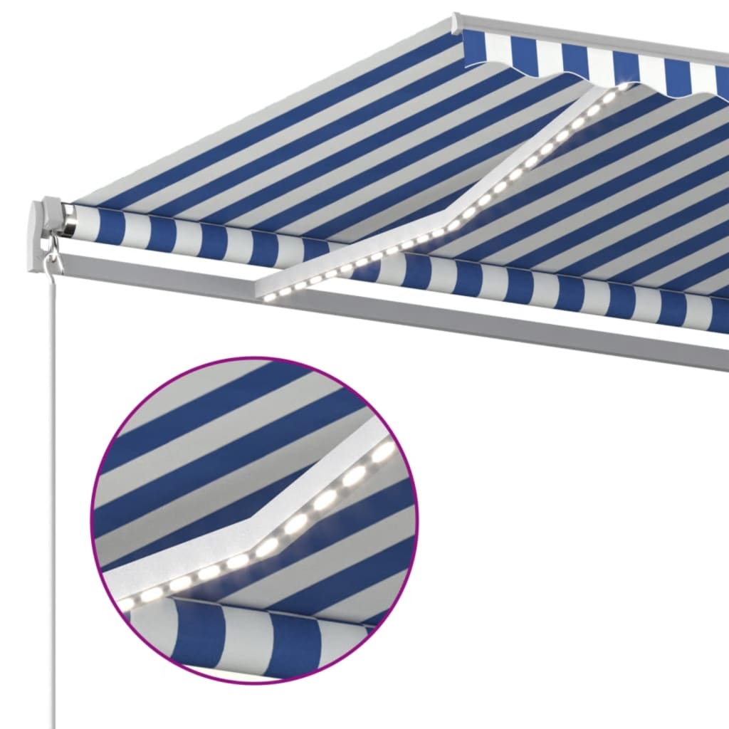 Retractable Awning Blue and White 500 x 350 cm