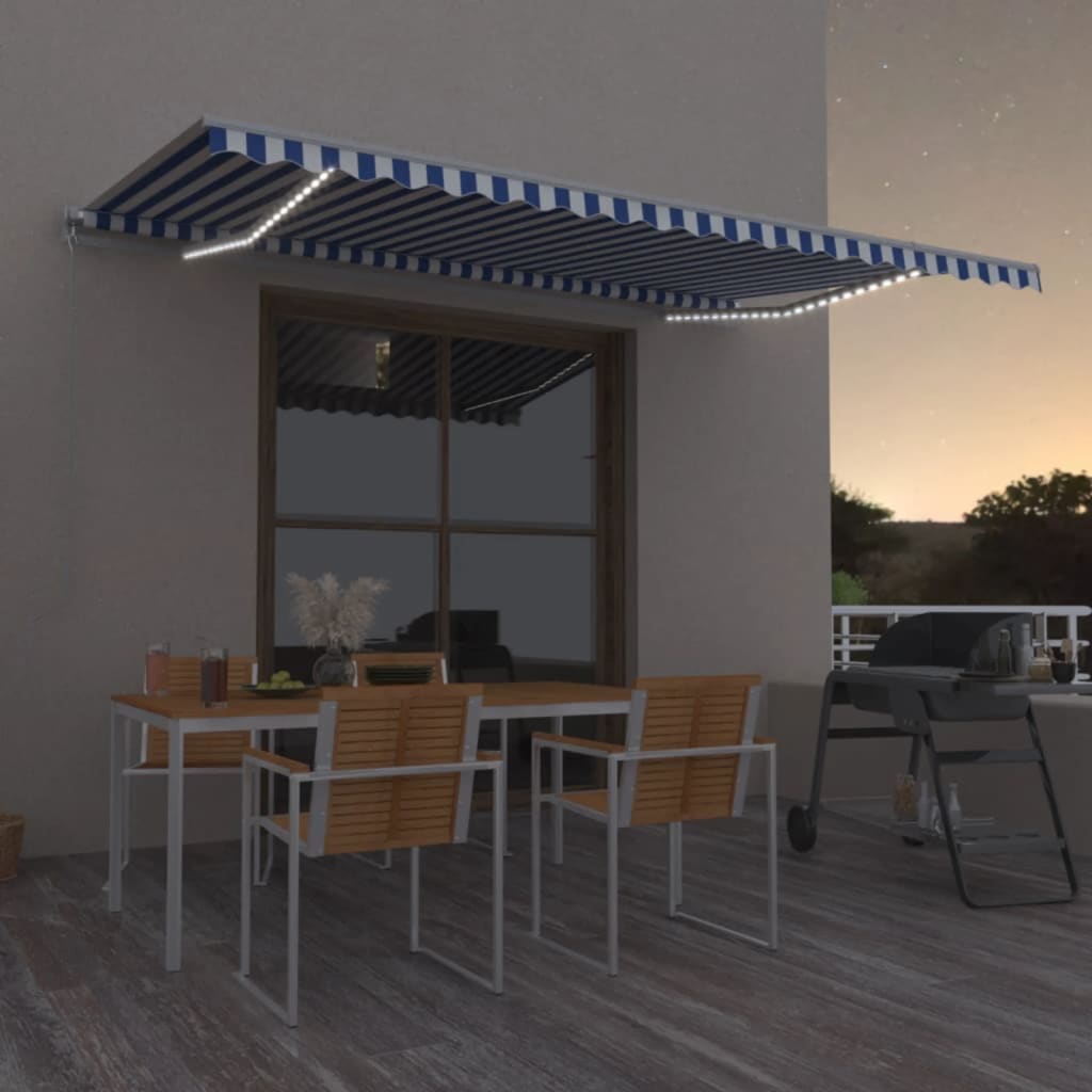 Retractable Awning Blue and White 500 x 350 cm
