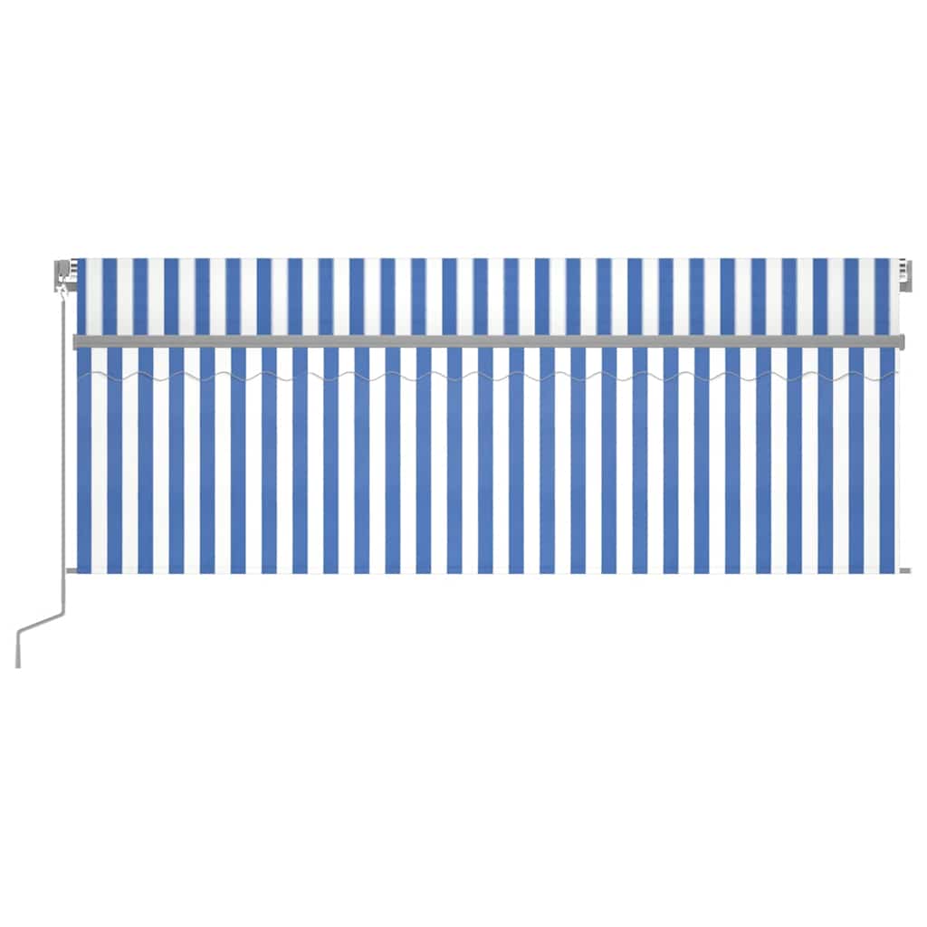 3069441 vidaXL Manual Retractable Awning with Blind&LED 4,5x3m Blue&White (313242+46846+313272)