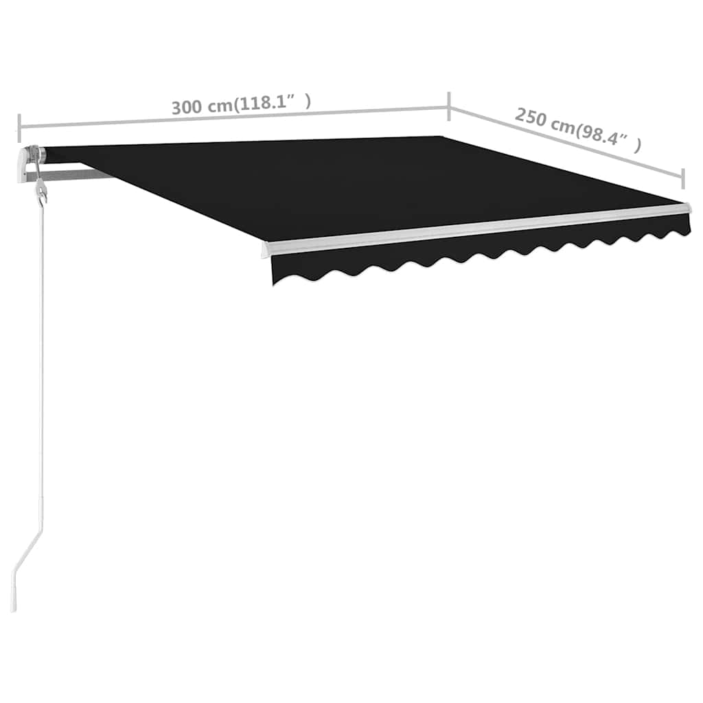 3069899 vidaXL Manual Retractable Awning with Posts 3x2,5 m Anthracite (313189+46839+315093)