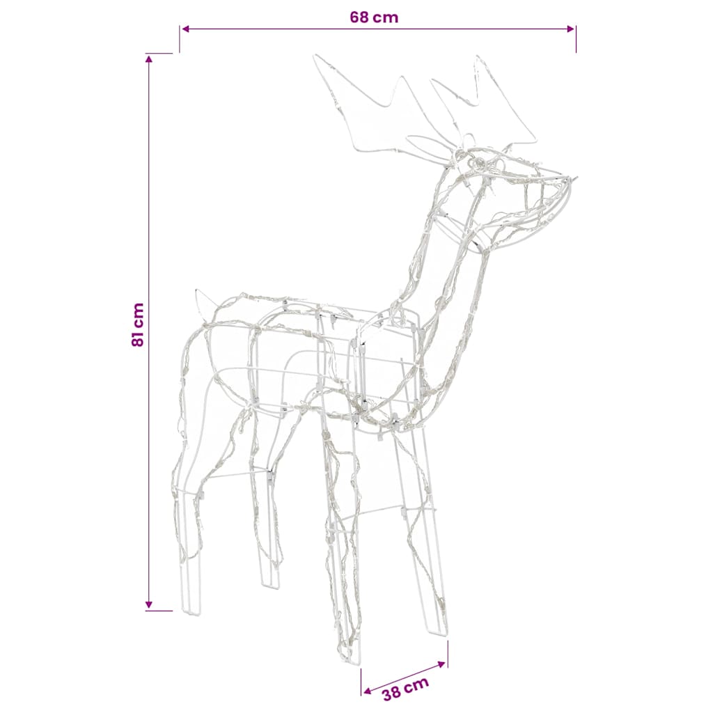 328542 vidaXL 3 Piece Christmas Light Display Reindeers 229 LEDs