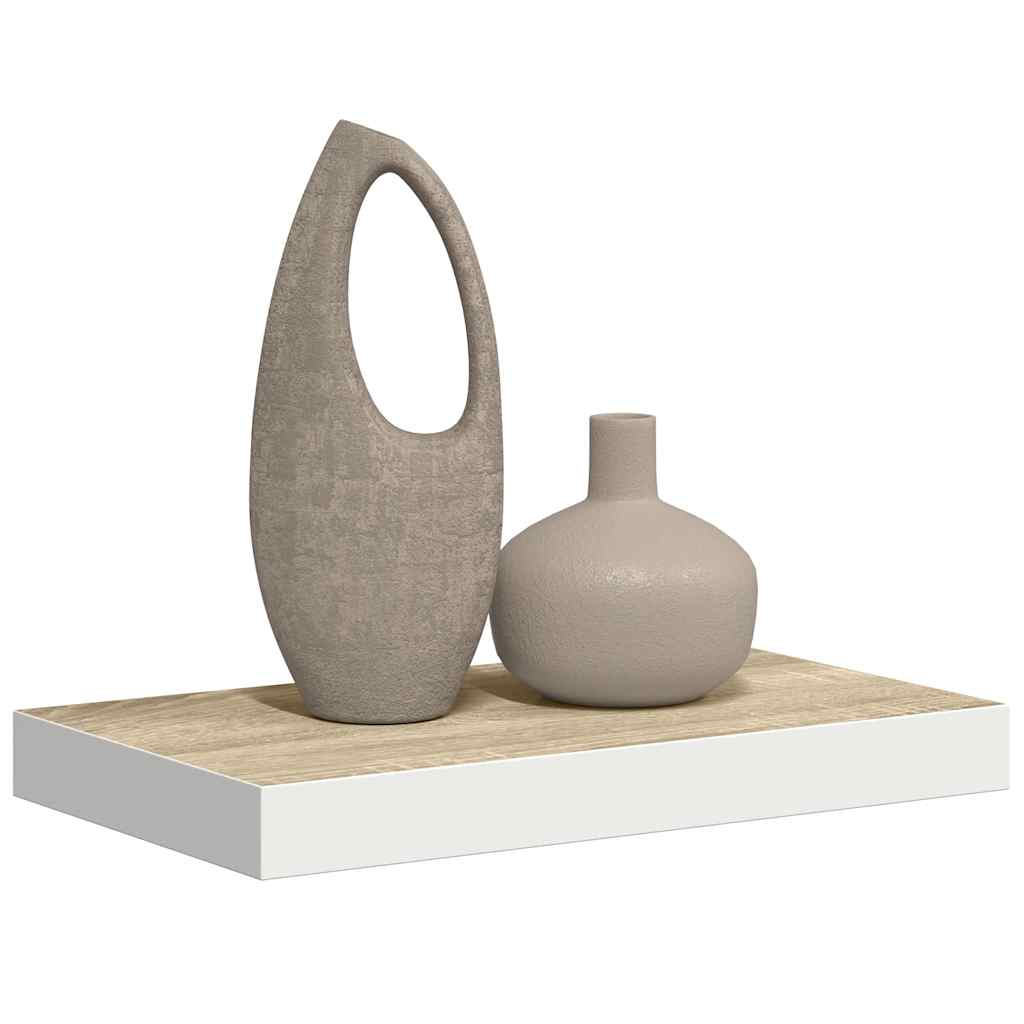 Floating Wall Shelf Oak and White 40x23.5x3.8 cm MDF
