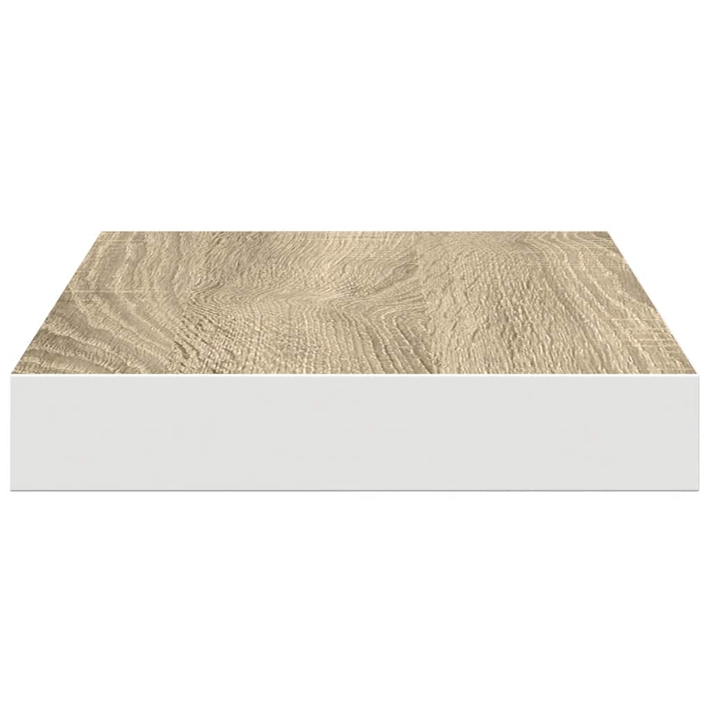 Floating Wall Shelves 4 pcs Oak and White 40x23.5x3.8 cm MDF