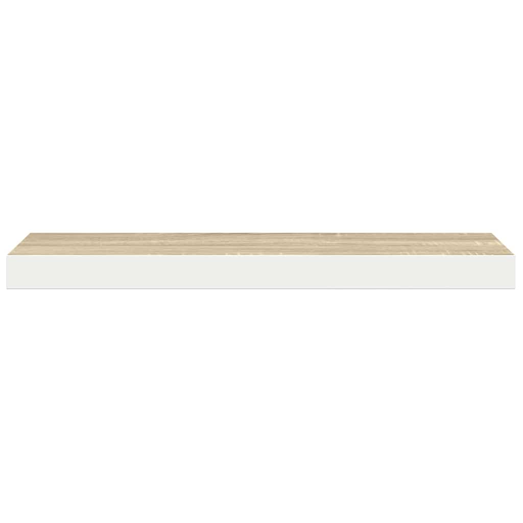 Floating Wall Shelf Oak and White 120x23.5x3.8 cm MDF