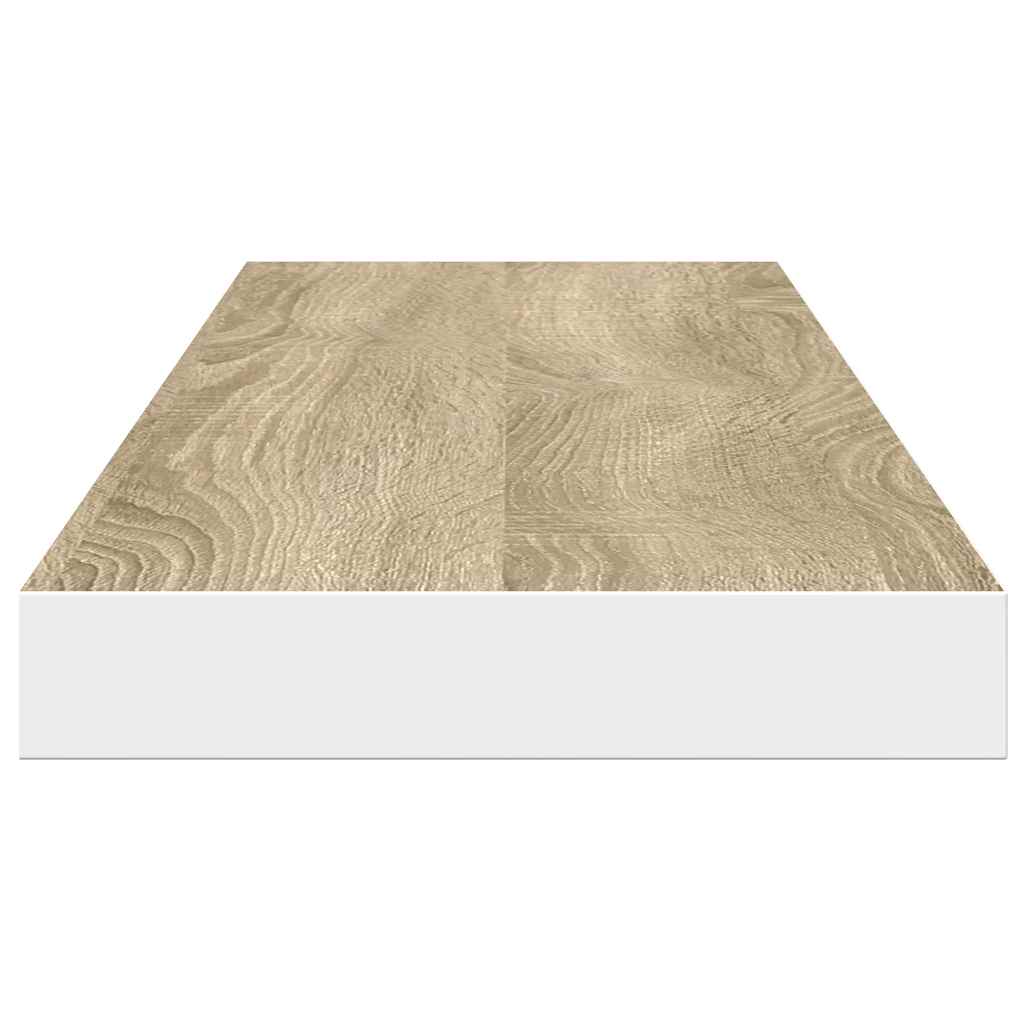 Floating Wall Shelf Oak and White 120x23.5x3.8 cm MDF