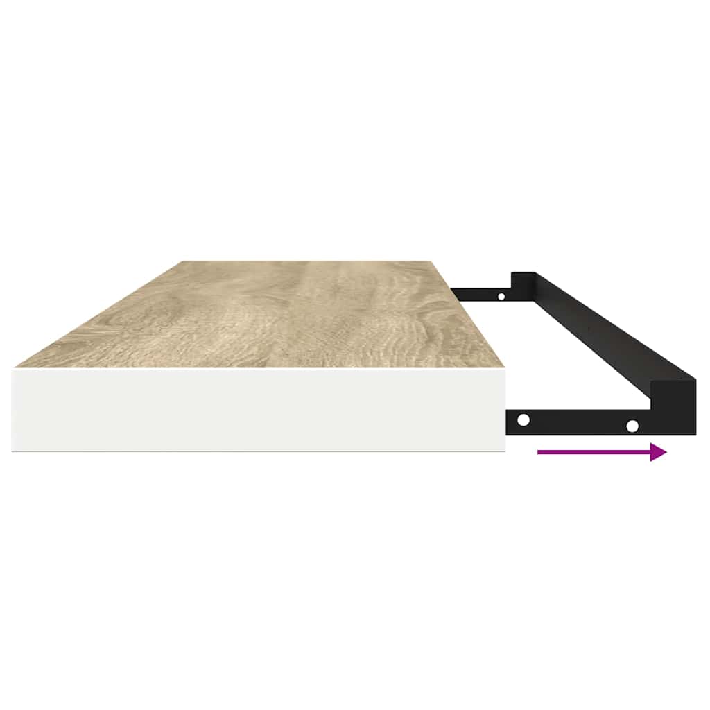 Floating Wall Shelf Oak and White 120x23.5x3.8 cm MDF