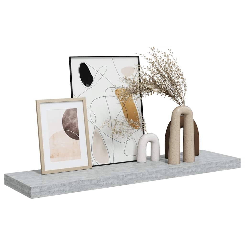 Floating Wall Shelf Concrete Grey 90x23.5x3.8 cm MDF