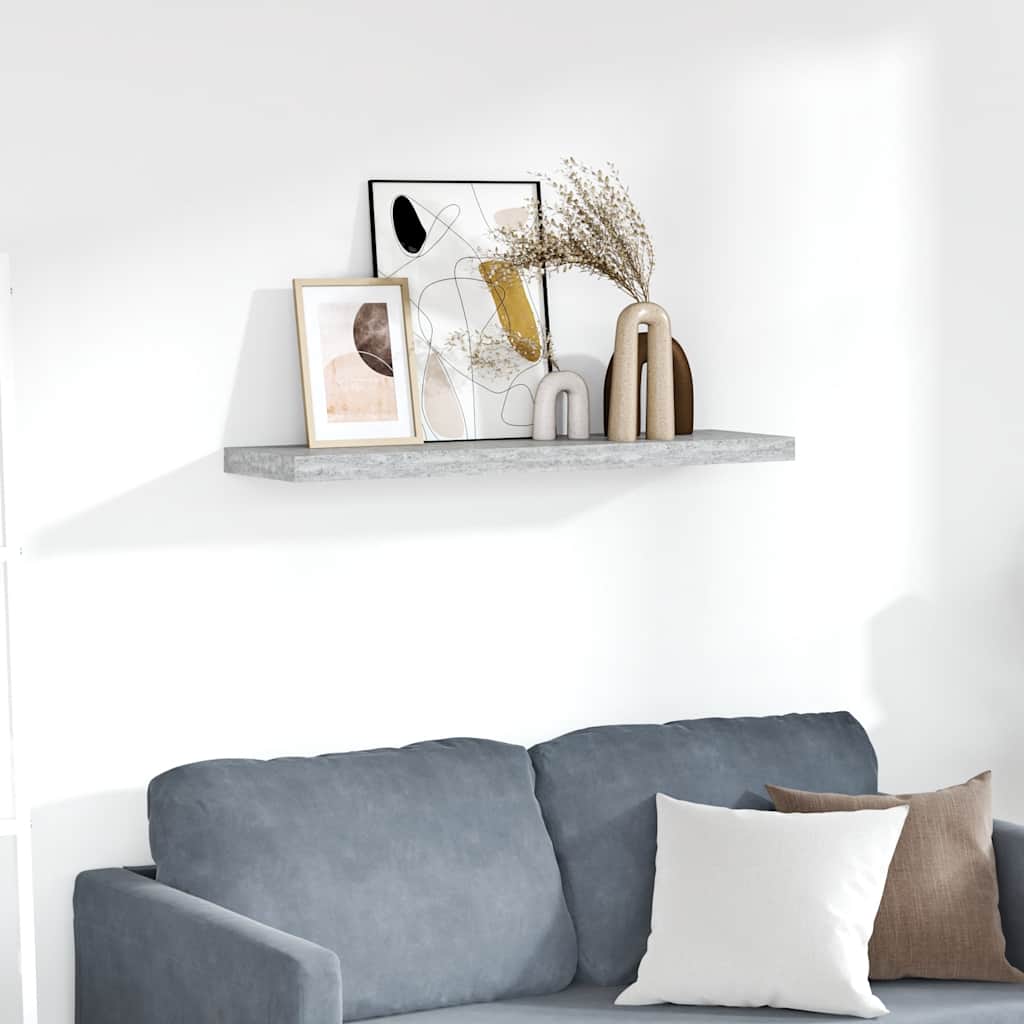 Floating Wall Shelf Concrete Grey 90x23.5x3.8 cm MDF