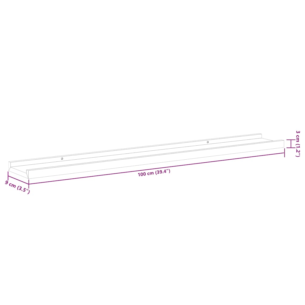 Wall Shelves 2 pcs High Gloss White 100x9x3 cm