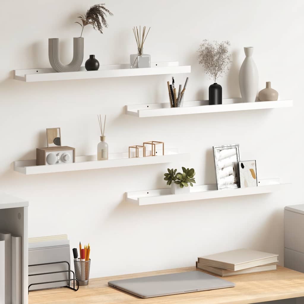 Wall Shelves 4 pcs High Gloss White 60x9x3 cm