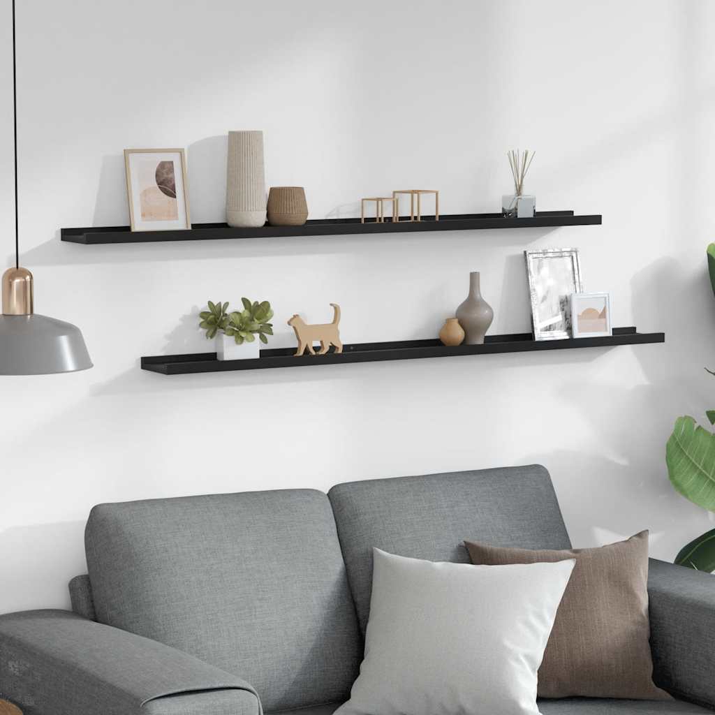 Wall Shelves 2 pcs Black 115x9x3 cm