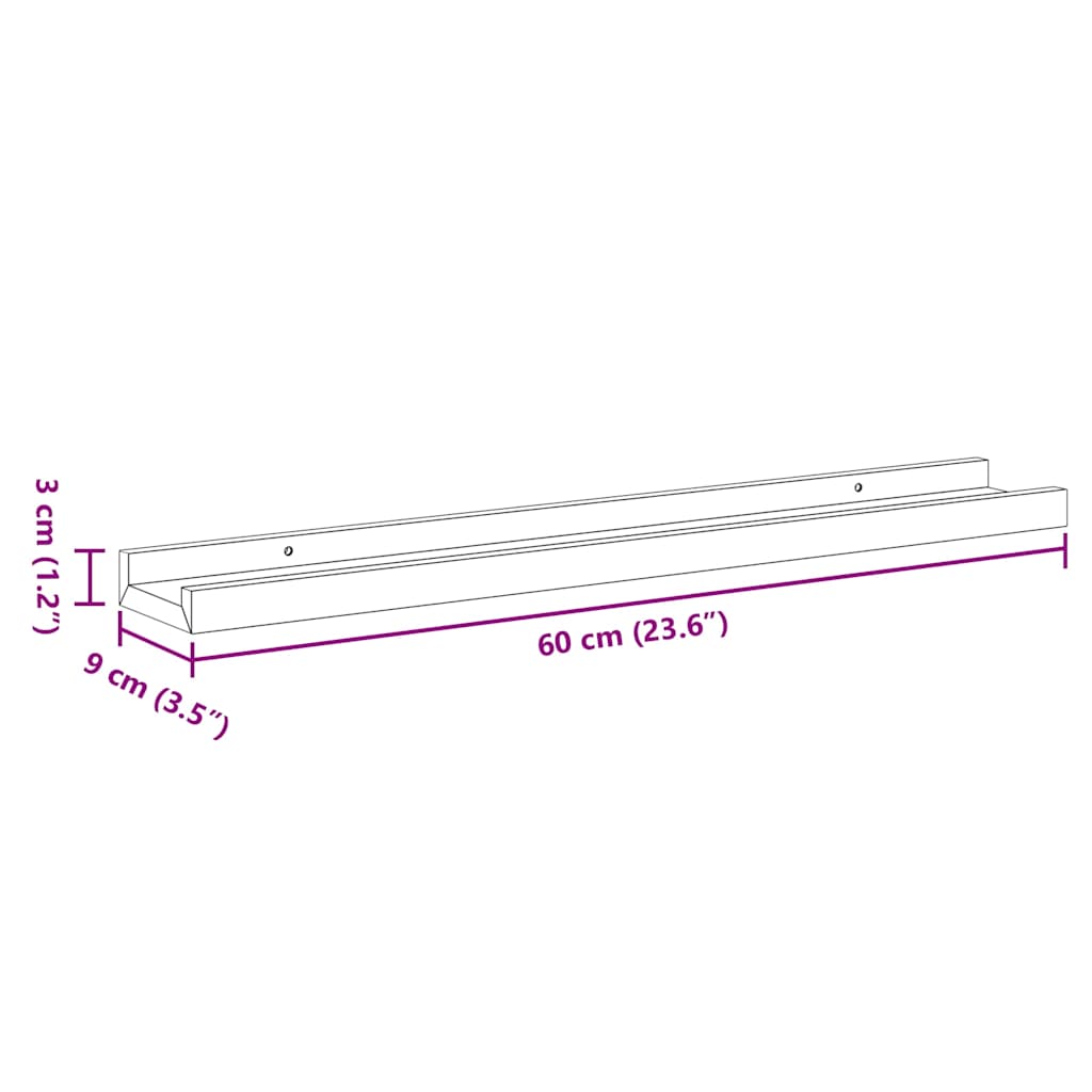 326668 vidaXL Wall Shelves 4 pcs Black 60x9x3 cm