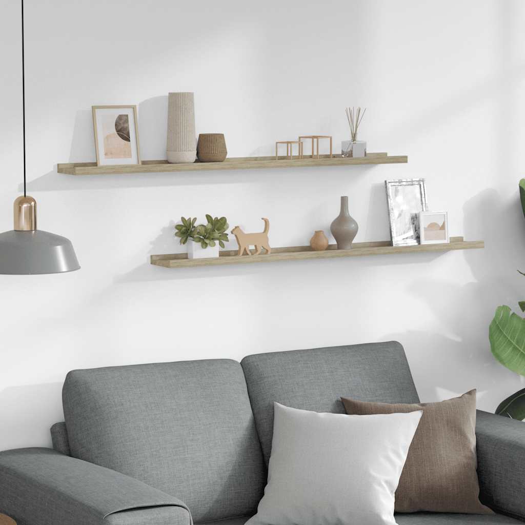 Wall Shelves 2 pcs Sonoma Oak 100x9x3 cm