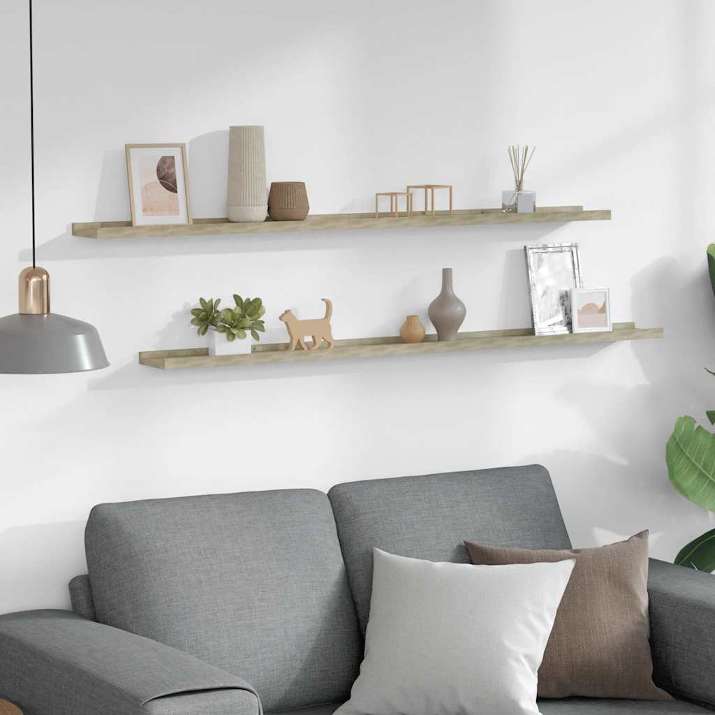 Wall Shelves 2 pcs Sonoma Oak 115x9x3 cm