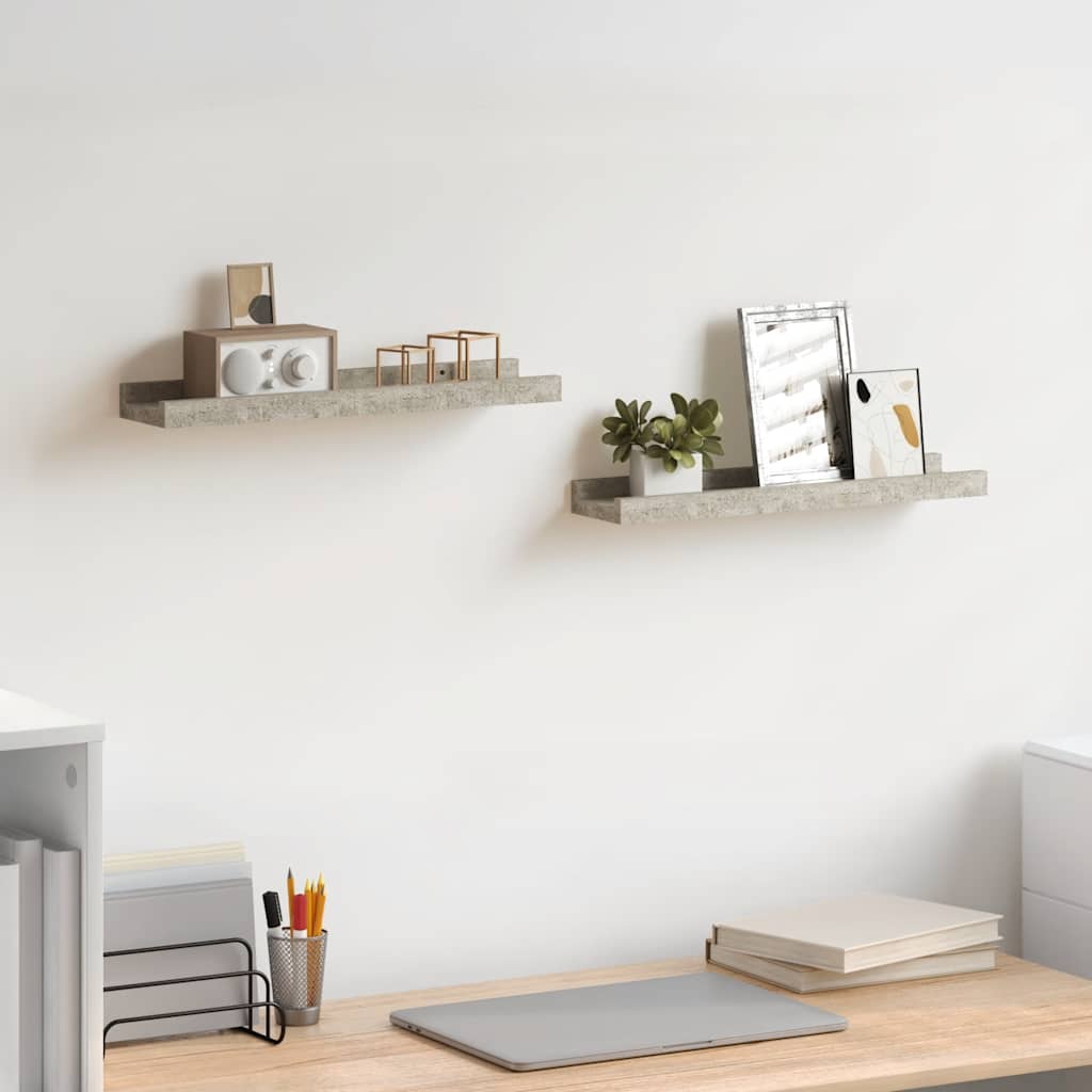 Wall Shelves 2 pcs Concrete Grey 40x9x3 cm