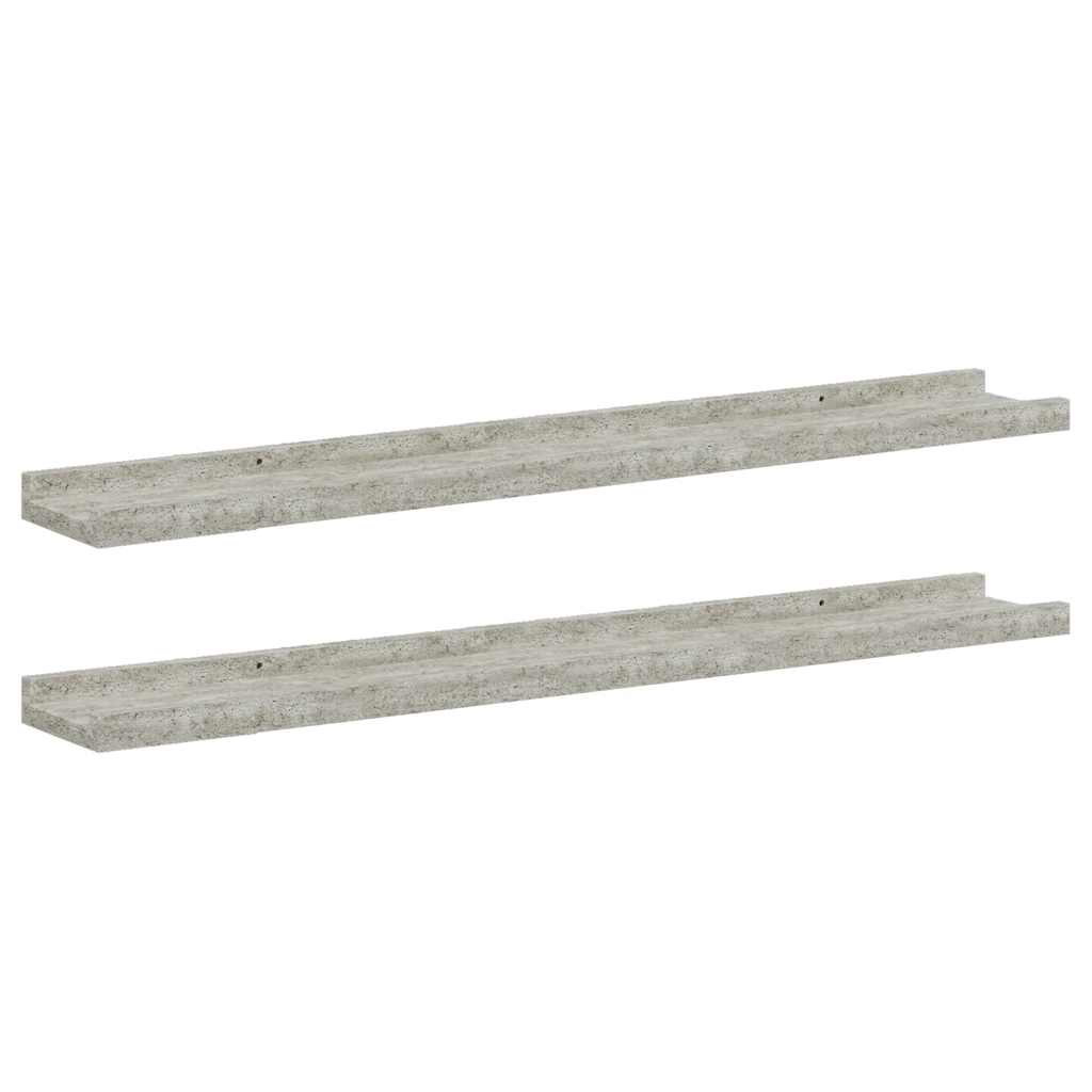 Wall Shelves 2 pcs Concrete Grey 80x9x3 cm