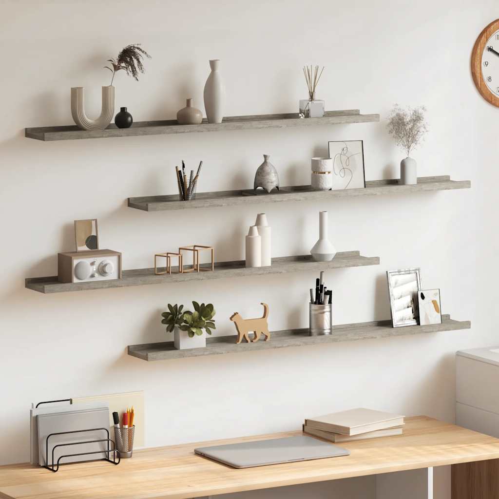 Wall Shelves 4 pcs Concrete Grey 100x9x3 cm