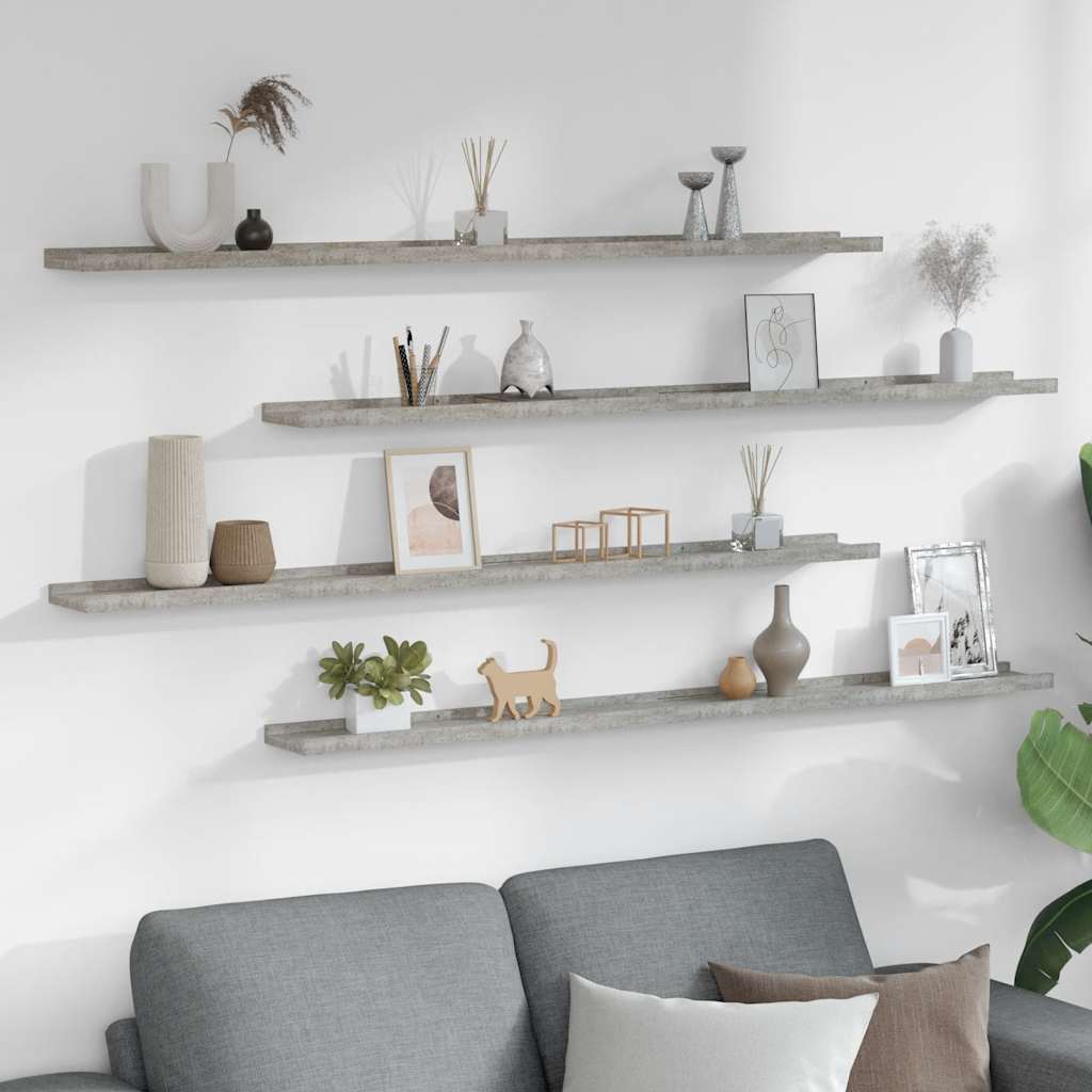 Wall Shelves 4 pcs Concrete Grey 115x9x3 cm