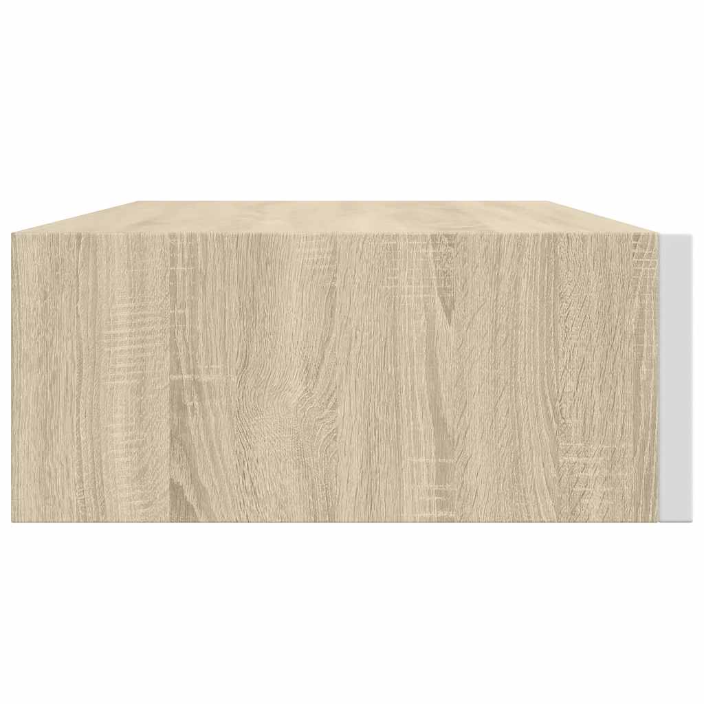 Wall-mounted Drawer Shelf Oak and White 40x23.5x10cm MDF